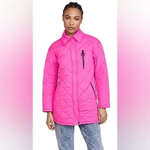 AVEC LES FILLES Diamond Quilted Full-Zip Jacket Pink